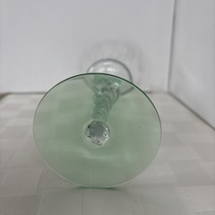 1 – Tiffin 15022 Clear w/Green Wafer & Foot Tall Water. Vertical Line Optic Bowl