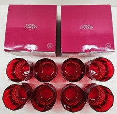 (8) Cristal D’Arques Longchamp Ruby Double Old Fashioned Set Crystal France Lot