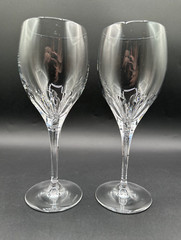 RARE Pair of TIFFANY & CO. Crystal Denise Red Wine / Water Goblet Glasses MINT