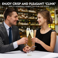 Champagne Flutes Glasses Set of 4, 8.4Oz Tulip Hand Blown Flutes | Crystal Weddi