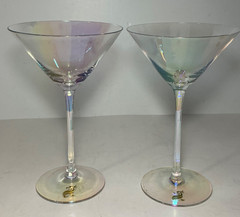 Set of 2 Dragon Crystal Reflective Crystal Champagne/Martini Glasses 7 5/8 in.