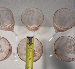 Vintage Fostoria Versailles Set Of 6 Pink (Rose) Etched Water Goblet 8 1/4″H
