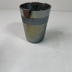 Fenton Colbalt Blue Carnival Glass Cup 4″ Single Tumbler Hand Painted Flower