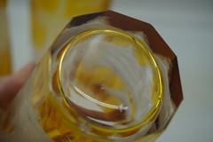 Moser Bohemian Amber Cut to Clear (4) Highball Glasses, 5 3/8″ (Lot B) (G42)