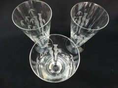 Saski/Noritake Crystal Clear Grey Cut Bamboo 7.5oz Footed Tumbler Excel Use Cond