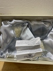 Oleg Cassini Set of 2 Crystal Glitter Martini Glasses CG101 Clear Diamonds
