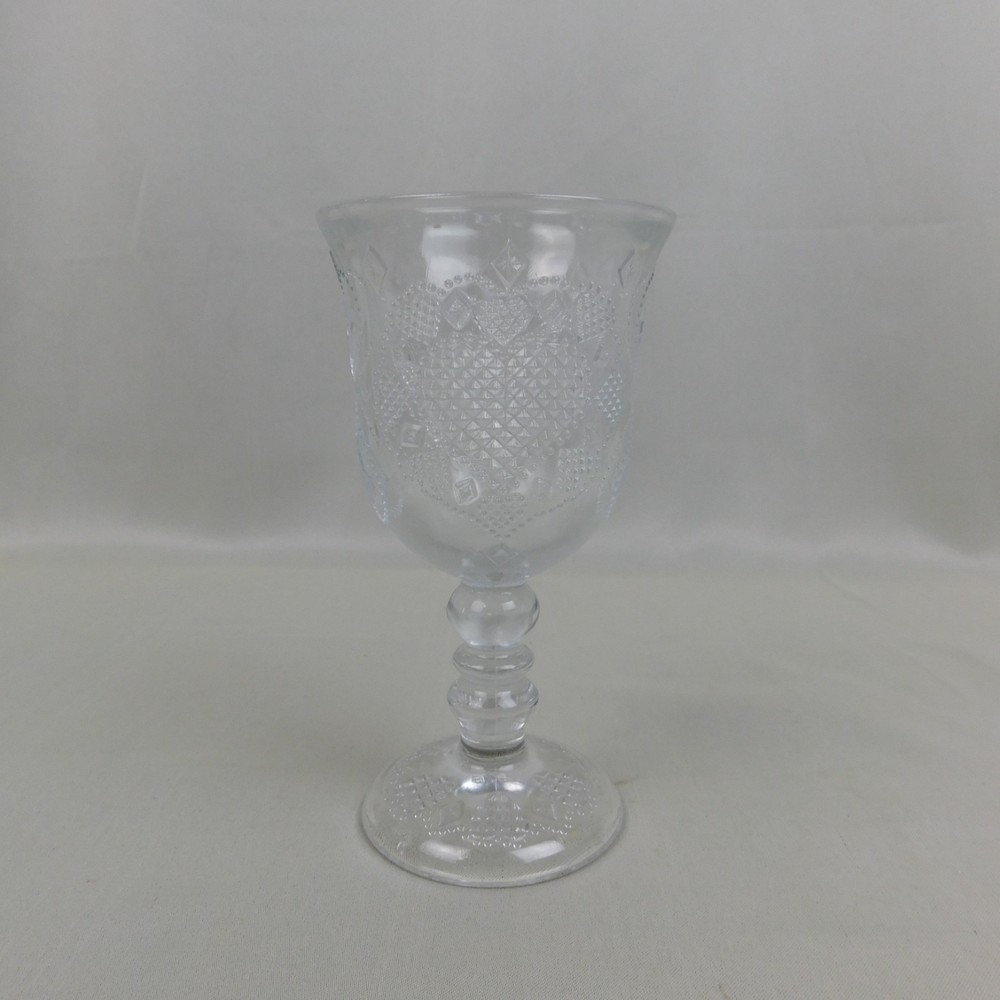 Vintage 1978 Fostoria for Avon Chalice Clear Glass Hearts & Diamonds Goblet C608