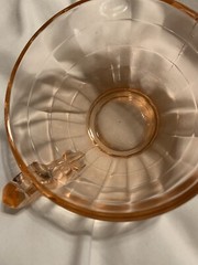 Unique Glass Coffee Cup Orange Carnival Footed Pressed Elegant Scroll Handle