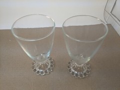Vtg Pair (2) Anchor Hocking Crystal Bubble Boopie 5 1/2″ Water Wine Goblets 9 oz