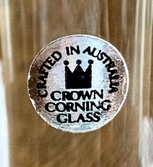 Crown Corning OMNI Bubble Base Glass Ice Tea Tumbler 5″ Vtg Denise Larcombe RARE