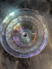 Iridescent Champagne Coupe Glasses Pair Vintage Rainbow Luster Stemware Barware
