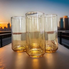Vintage Anchor Hocking Amber Tumblers – Set Of 4 – 16 Oz
