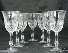 VINTAGE CLASSIC RED/ WHITE WINE OR WATER CLEAR GLASS STEMWARE SET OF 7