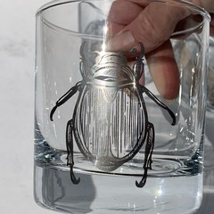 Barware 4 Rocks Glasses Silver Beatle Skull Butterfly Heart 11oz Countercouture