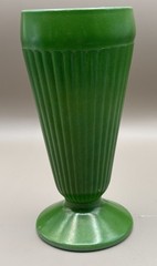 2 Vintage Old Fashioned Ribbed MILKSHAKE GLASS Retro MCM Yellow And Green