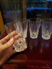 Set (4) Juice Tumblers 3-3/4″ Glasses Irish Signed Galway Crystal «Clifden Cut»