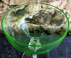 Tiffin-Franciscan Green Optic Uranium Glass Champagne Wine Cocktail 6″ Vintage