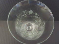 Vintage Etched Floral Leaves Panel Optic Wine Water Goblets Stems