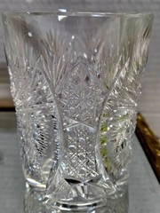 2 Art Deco Cut Crystal Sunflower Tumblers