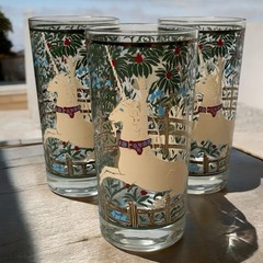 Vintage 1960s Cera Glass Company Hunt Of The Unicorn Highball Glasses MCM Three