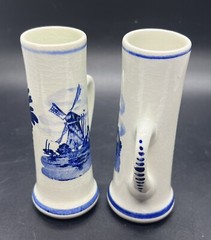 Vintage Delfts Holland Blue & White Ceramic Liquor Mugs, Set of two Shooter Mugs