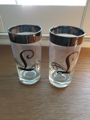 VTG Monogram Drinking Glasses Initial Letter L Dorothy Thorpe Set of 8 Silver MC