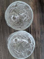 2 Pasabahce Fruit Embossed Heavy Pressed Glass Water Goblets Made In Turkey