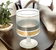 VTG Culver Ltd REGENCY Wide Frosted Silver Gold Band MCM 21 OZ Wine Glass