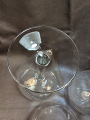 Large 8in MCM Graphic Etched Crystal Balloon Wine Glasses Set of 4