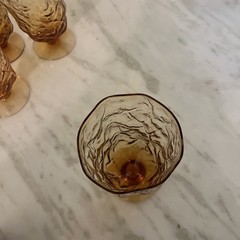 Lot 32 Seneca Glass Morgantown Driftwood Amber Crinkle Texture Glassware
