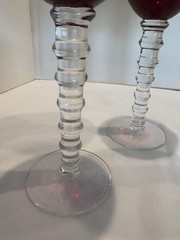 VTG Set Of 3 Home Essentials Imperial Ruby Red Goblets Stacked Stem Hand Blown