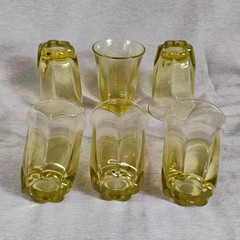 Vtg Duncan Miller Canterbury Uranium Vaseline Glass Juice Tumblers 8 oz Set Of 6