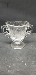VTG FOSTORIA CRYSTAL WARSAW CUT OAK LEAF ETCHED OPEN SUGAR