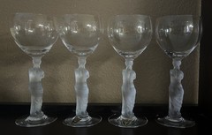 Set Of 4 Vintage Bayel Venus Claret Wine Glasses