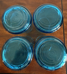 Vtg Libbey MCM Blue Aqua 6″ Tapered 12 oz High Ball Glass Tumblers Set Of 4