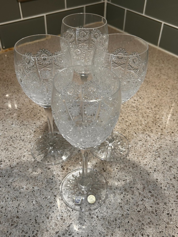 Czech (Sklo Bohemia) fine cut crystal wine glasses