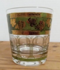 CERA MCM 22K GOLDEN GRAPES GREEN BAR ROCK 8 GLASSES + PITCHER – 10 PCS SET