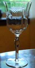 Vintage WESTON Set 5 WATER WINE GOBLET GLASSES Hand Etched OPTIC PANEL 7.5″