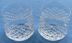 Set Of 2 Vintage Waterford Crystal Alana Old Fashioned Roly Poly Tumbler Glasses