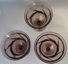 Lot of 3 VTG Fostoria Jamestown Purple Amethyst Champagne Sherbet Glasses