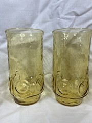 Set 4 Anchor Hocking HERITAGE HILL Honey Gold 16oz Tumblers 5.5″ Tall EXCELLENT