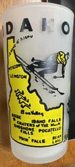 Vintage frosted state glass Idaho 1950-60s beverage souvenir 4 1/2″ King Spud