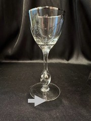Set Of 2 Atlas Platinum Trim Wine Glasses With Platinum Ball Stem