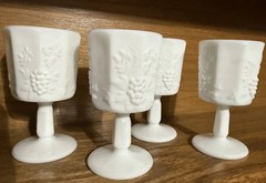Westmoreland Milk Glass Cordial Drinkware MCM Vintage Signed 4- 4” 1950s Barware