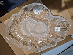 GORHAM CRYSTAL Fall Traditions HARVEST BOUNTY Chip and Dip Crystal Plate NEW