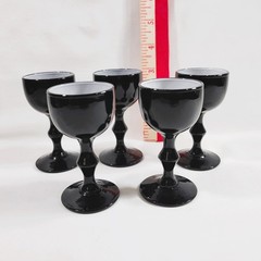 Carlo Moretti Murano Black Cased Glass Cordial Goblets White Interior Set of 5