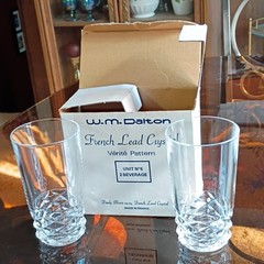 W.M. Dalton French Lead Crystal Vérité Tumbler Glasses Unit N°6 Two-Piece Set