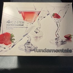 Libbey Z-Stem Martini Cocktail Glasses Set of 4 9.25oz 274ml Twisted Stem New