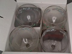 Corelle Callaway Holiday Ribbon Goblets Set 4 Glassware 6.5″ Pre-owned In Box