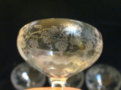Central Glass Works «Etch 6» Optic Smooth Stem 11 Low Sherbet Glasses Grapes